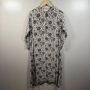 Natalie Martin Isobel Silk Maxi Dress Size Small Geranium Print Hazelnut Resort